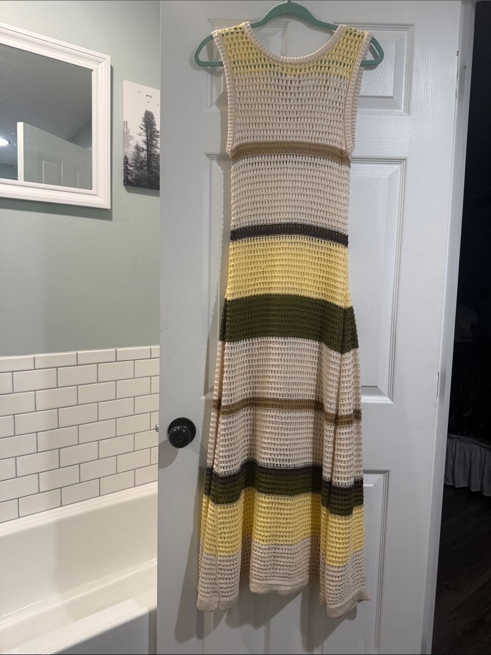 By Together Crochet Maxi Dress in Cream, Yellow & Olive